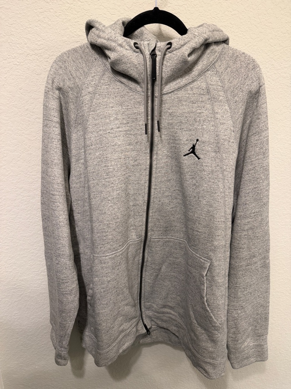 Nike Gray Full-Zip Hooded Sweatshirt with Jumpman Logo